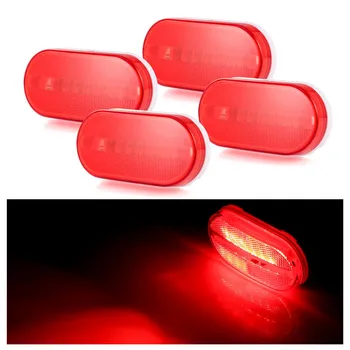 

4pcs Red Truck side light LED Rectangle Clearance Side Marker Lights Trailer Camper 12V Light Indicator for Truck Trailer Boat