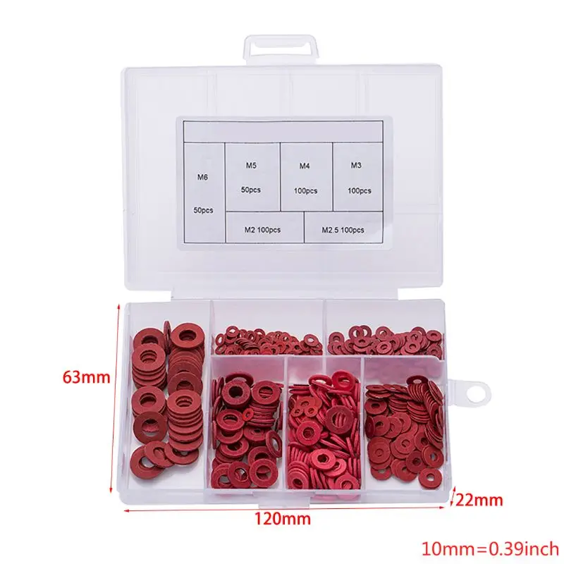 

M2 M2.5 M3 M4 M5 M6 Steel Flat Pad Insulation Insulating Washers Spacer Red