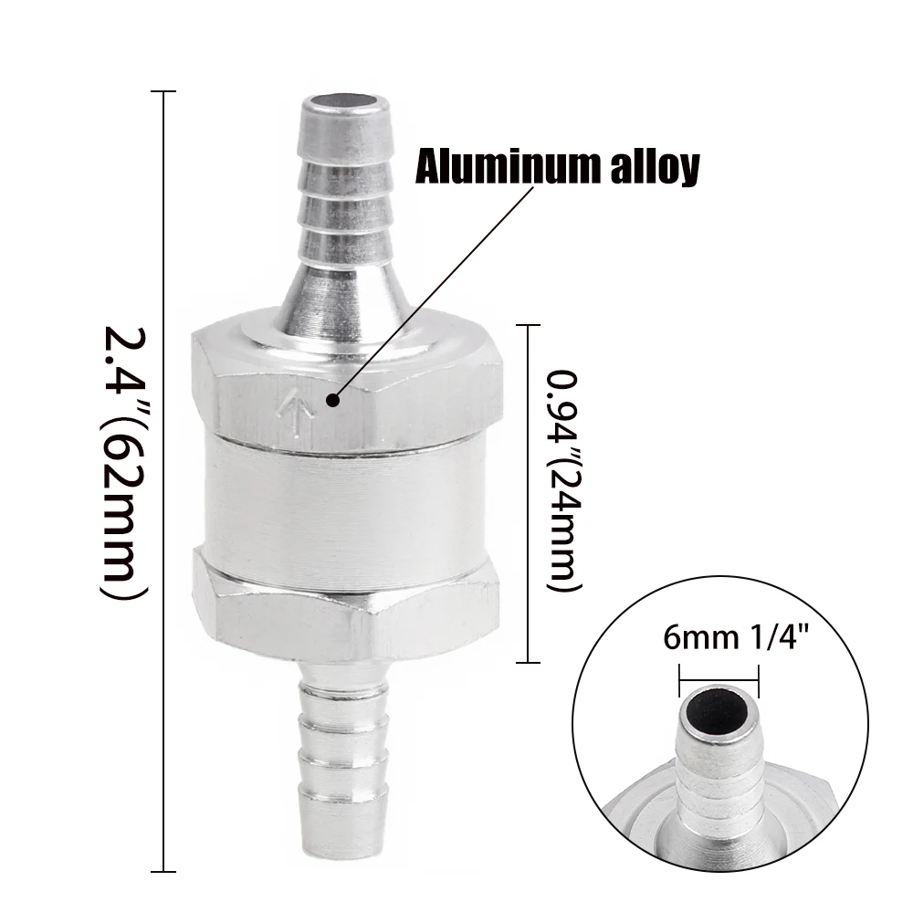 Fuel Check Valve RASTP-1/4 "6mm 5/16" 8mm 3/8 "10mm 1/2 "12mm Aluminum Alloy Non-Return Check Valve Fit For Fuel Pipe Oil Diesel RS-OFI061