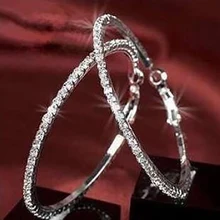 30-90 мм смешанный австрийский кристалл камень 925 пробы серебряный обод Кольцо Ювелирные серьги в подарок для женщин девушек Модная бижутерия