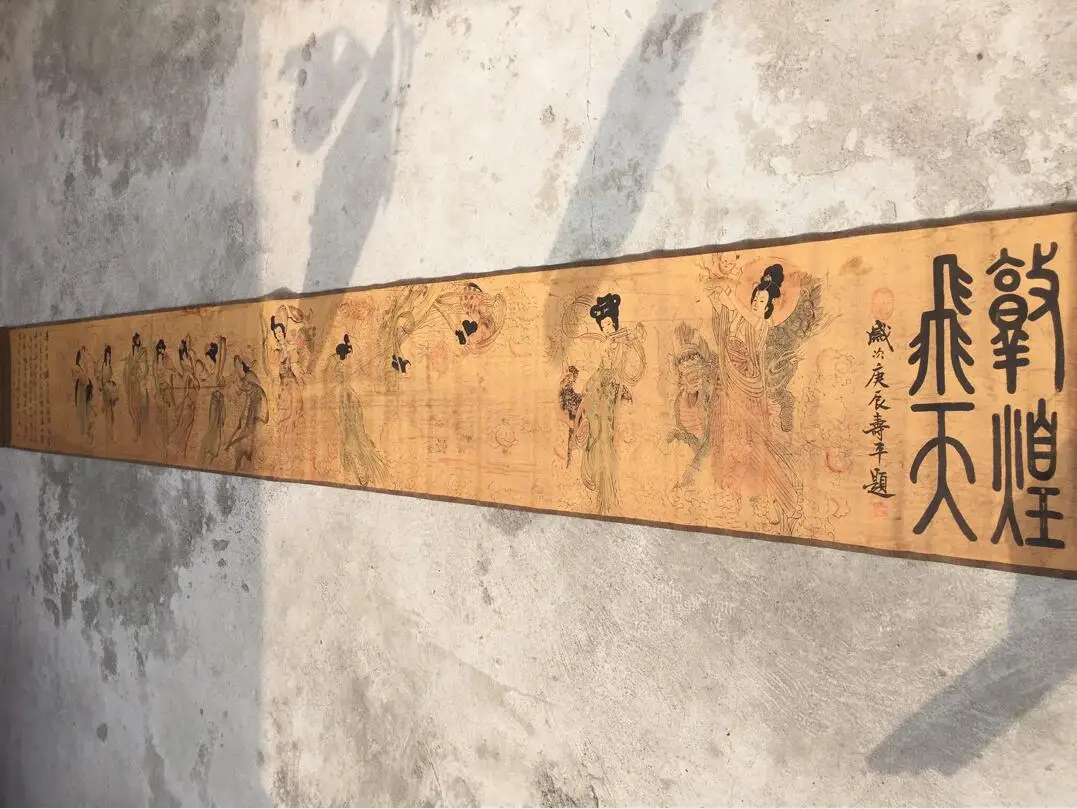 

Archaize long Scroll China Dunhuang fairy Calligraphy painting Study room sitting room mural