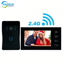 Sonnette vidéo sans fil de 7 pouces, visionneuse de porte, équipement de Vision nocturne, télécommande, verrouillage électronique ouvert, batterie intégrée
