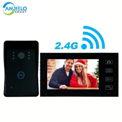 Novo sem fio 7 polegada vídeo campainha visor da porta de visão noturna equipamento de controle remoto aberto fechadura eletrônica bateria embutida