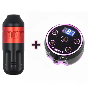 

2020 New Arrival Tattoo Machine Short Pen Swiss Motor Strong Quiet With LCD Digtal Aurora-II Tattoo Power Tattoo Kit