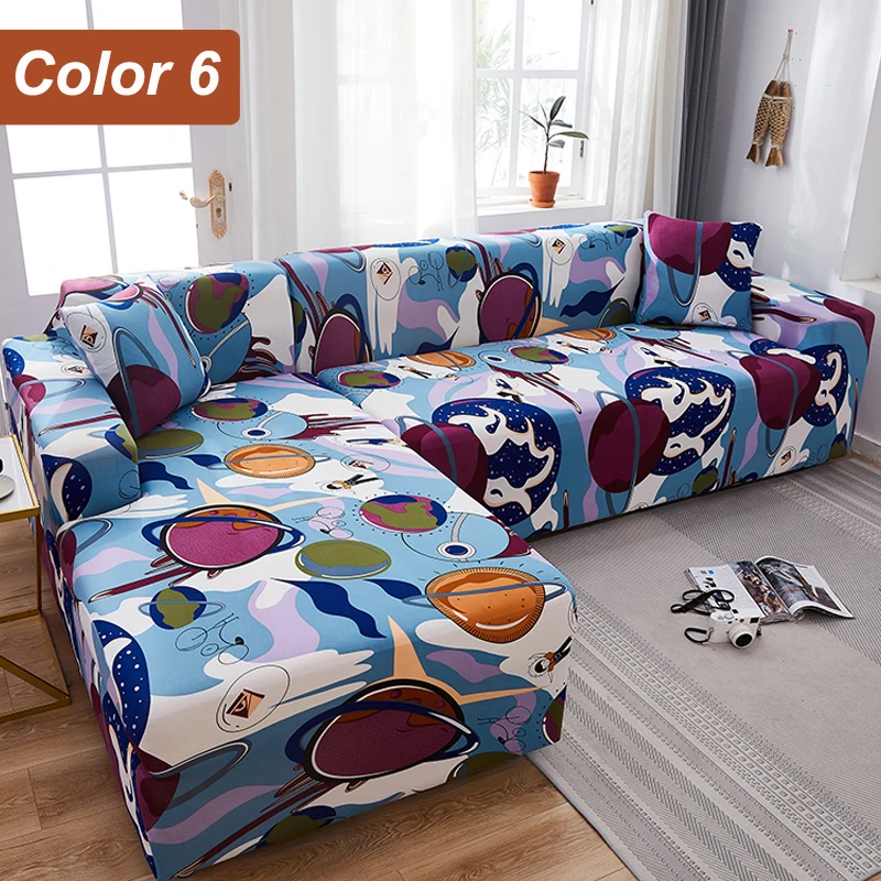 L-Shaped Sofa Cover Corner Sofa Slipcovers Elastic Chaise Cover 1/2/3/4 Seater Stretch Sectional Couch Armchair Cover Protector