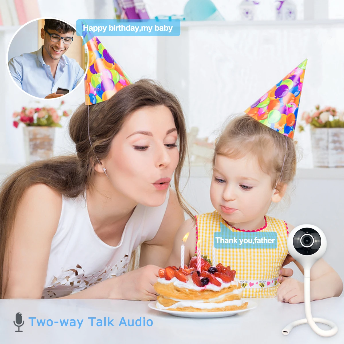Wireless baby monitor video baby monitor Wouwon Display Temperature Play Lullaby HD Mini IP Camera Wifi Camera Security CCTV Baby Baby Monitor Cloudedge app