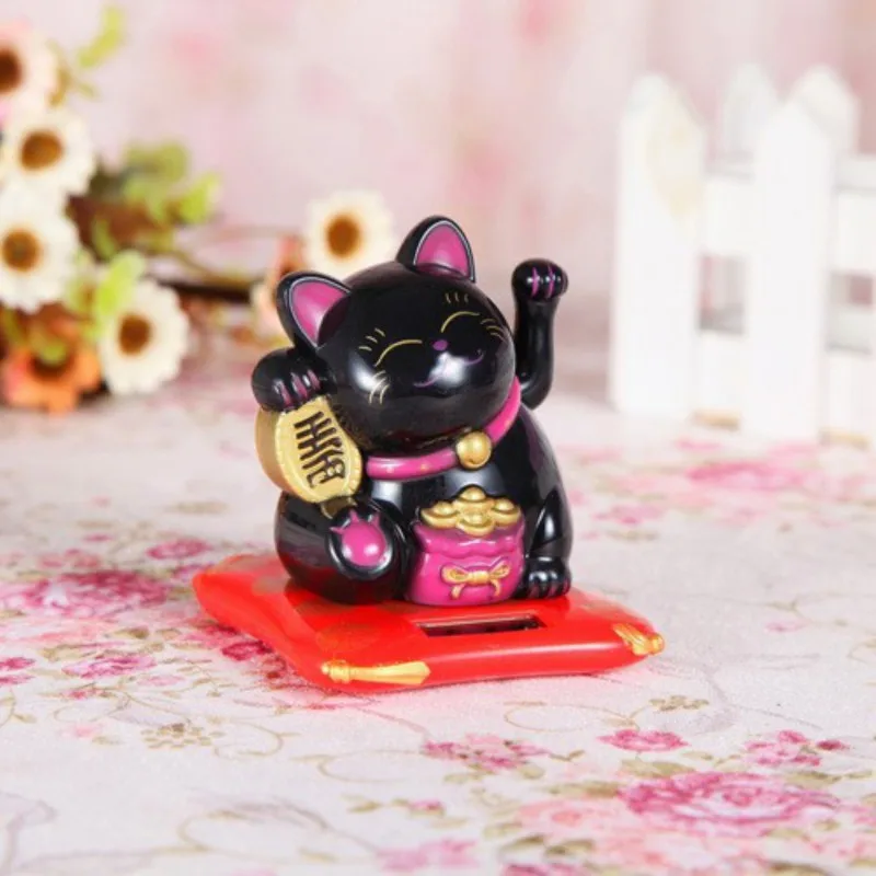Chinese Lucky Cat Figurines Solar Powered Gold Waving Cat Hand Paw Up Wealth Welcoming Good Luck Waving Craft Birthday Gifts ornament crafts miniature figurines miniature ornament lucky cat statue cat toy ornaments cat figurine decoration cat figurines