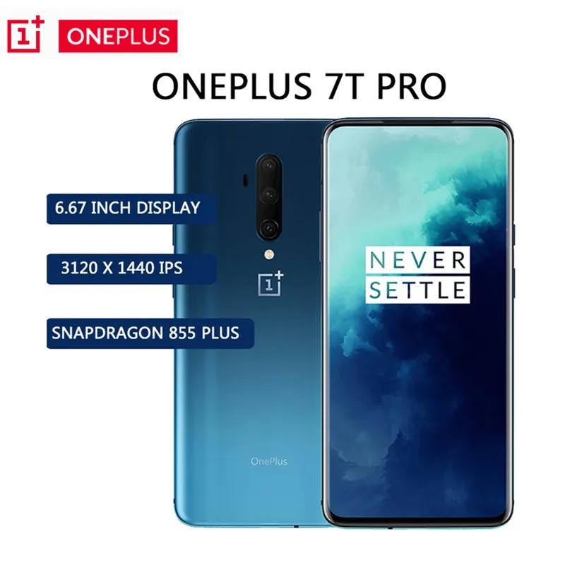 OnePlus 7T Pro 4G мобильный телефон 6,67 'Snapdragon 855 Plus Восьмиядерный Ninghtscape 3120x1440 ips 8 Гб ram 256 ГБ rom 48MP мобильные телефоны