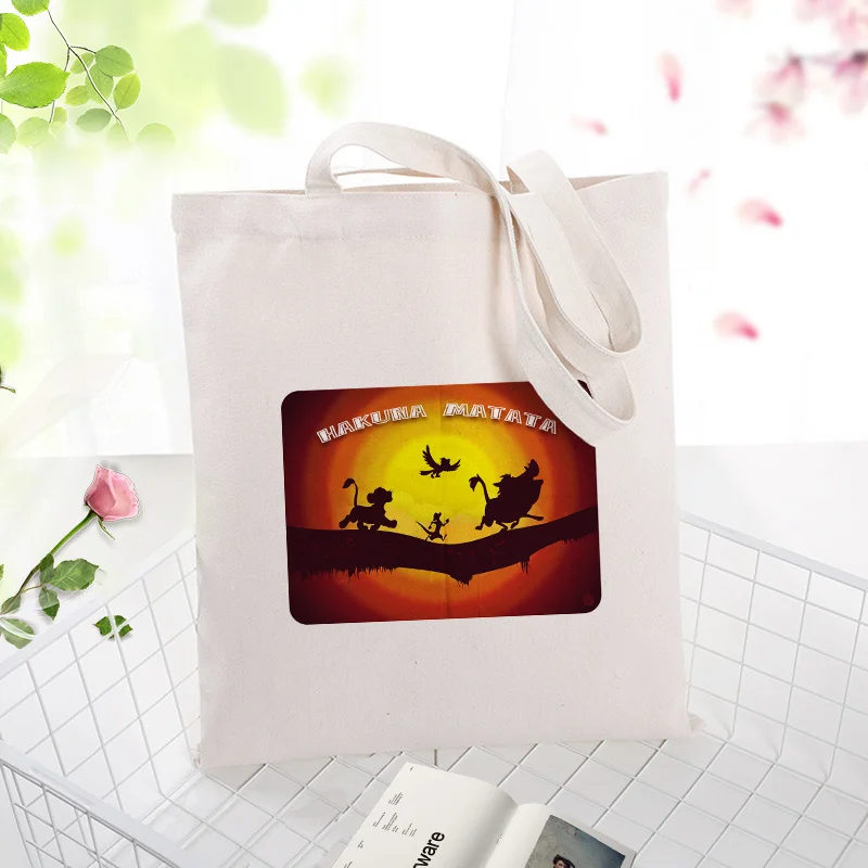 

the lion king Canvas Tote Bag Shopping Bag Daily Use Text DIY Handbag Custom Print Logo Eco Reusable Recycle