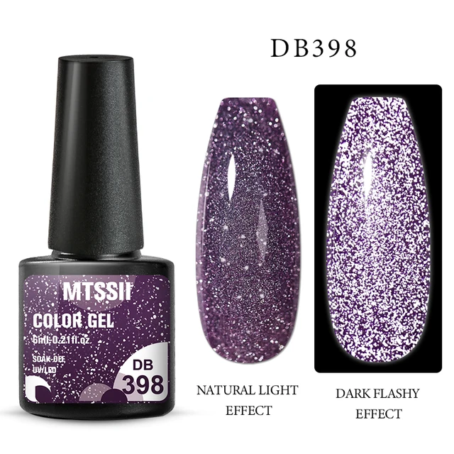 Mtssii Reflective Glitter Gel Nail Polish 6ml Sparkling Auroras Laser Nail Gel Nail Art Varnish Semi Permanent Top Base Gel Q16564 Reflective