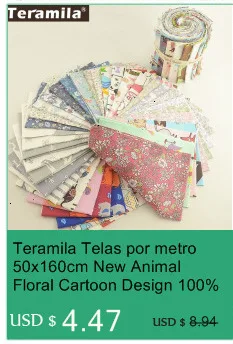 Teramila хлопок ткани метров 50x160 см животных мультфильм дизайн Telas DIY Лоскутная Ткань Ремесло Tissus Qulits Швейные простыни
