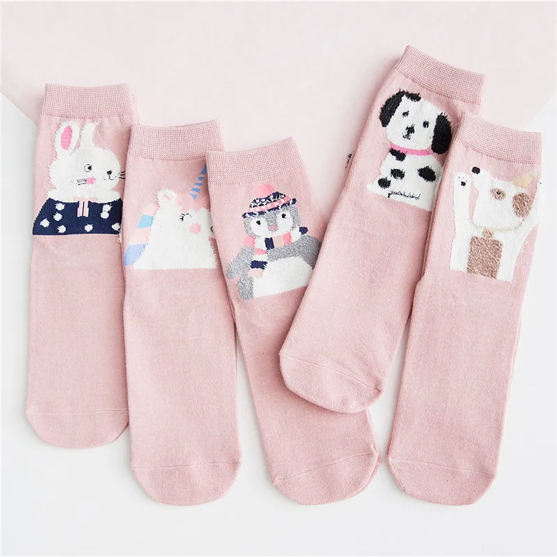 KingDeng Зима Согреться Носки Harajuku Хлопок Kawaii Розовый Милый Смешной Носок Корейский Стиль Женщины Уличная Одежда Красивые Девушки