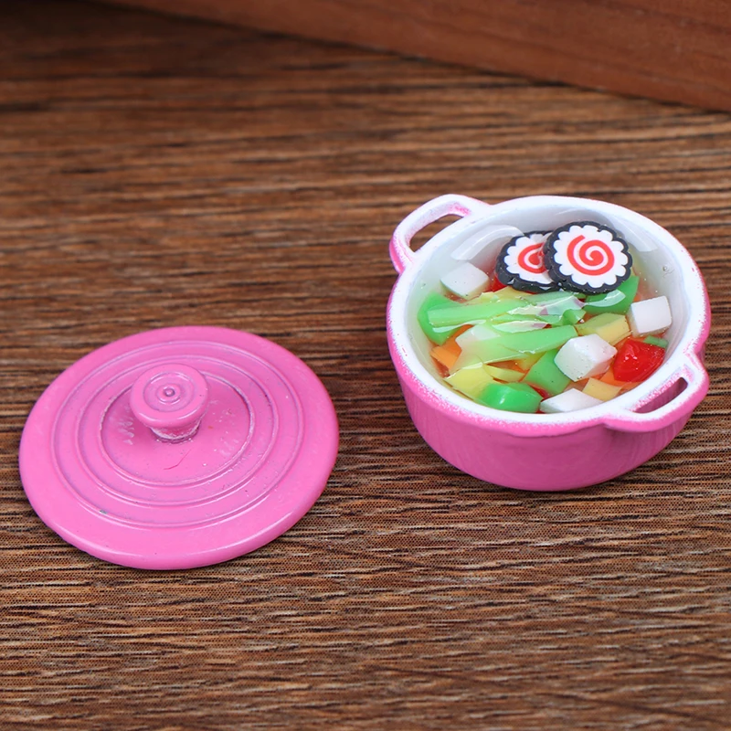 Hot Pot 1:12 Dollhouse Miniature Metal Cooking Soup Pot Cookware Dollhouse Kitchen Accessories Miniature 13
