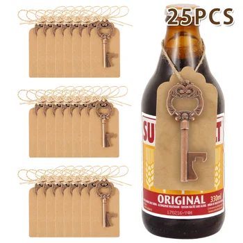 

25pcs/set Metal Key Beer Bottle Opener Wine Keychain Wedding Party Favors Vintage Kitchen Accessories Antique Gifts for Guests