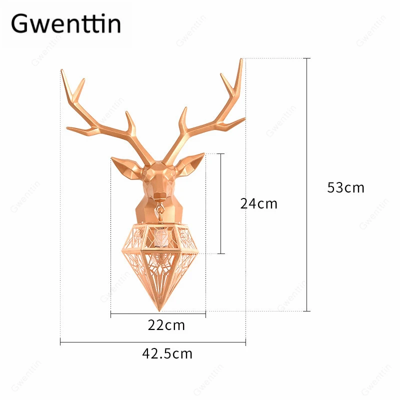 Скандинавский Золотой голова оленя Настенные светильники для домашнего декора современные рога настенные бра светильники гостиной украшения спальни лампы