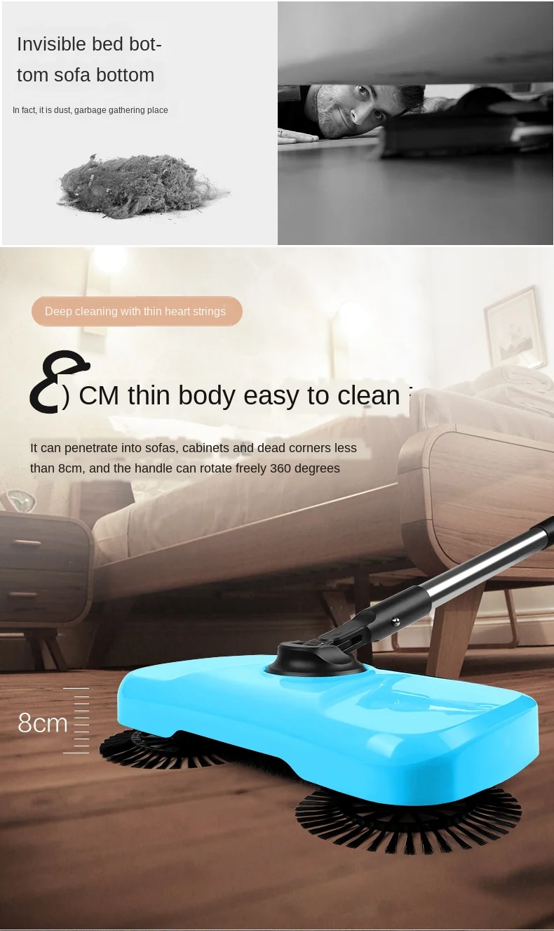 Dust-free Sweeping Machine Broom Garbage Shovel Combine Lazy Invention Push Broom Can Elderly Pregnant Women Use 2020 New E11366