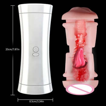 Hand Free Male Masturbator Cup Vaginal Oral Sex Dual Channel Vibrating Masturbation Pocket Pussy Mouth Blowjob Sex Toys for Men 6