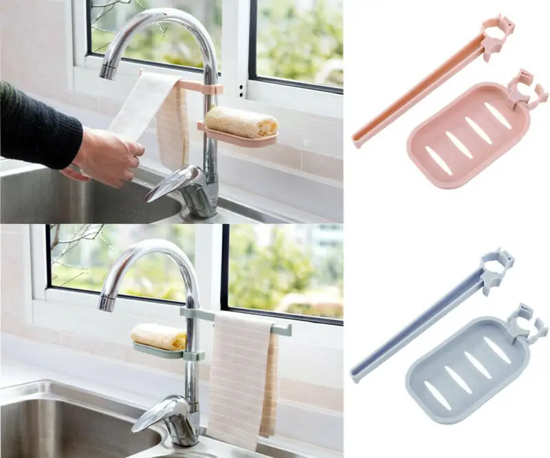 

Kitchen Sink Faucet Soap Sponge Cloth Drain Rack Storage Organizer Holder-Shelfs