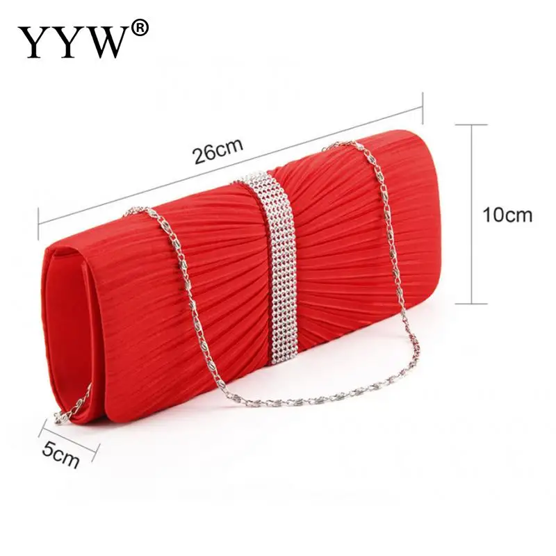 Satin Pleat Evening Party Clutch Bag Fashion Night Clutches Purse Bag With Chain Handbags Luxury Elegant Clutch Sac Main Femme