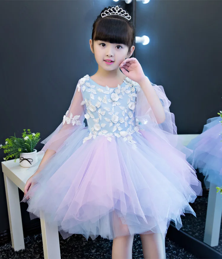 Kids First Communion Dresses Long Trailing Girls Dress Child Mermaid Long Tail Peacock Ball Gown For Wedding Evening Prom Party