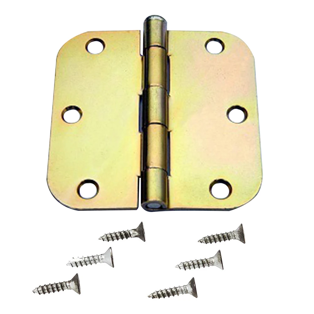 

1 Pair Furniture Hardware Rounded Edge Bookcase Plating Accessories Iron Cabinet Hinges With Screws Jewelry Box Door Drawer