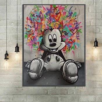 

Canvas HD Prints Mickey Mouse Poster Wall Artwork Cartoon Character Home Decoration Nordic Painting Modular Pictures Living Room