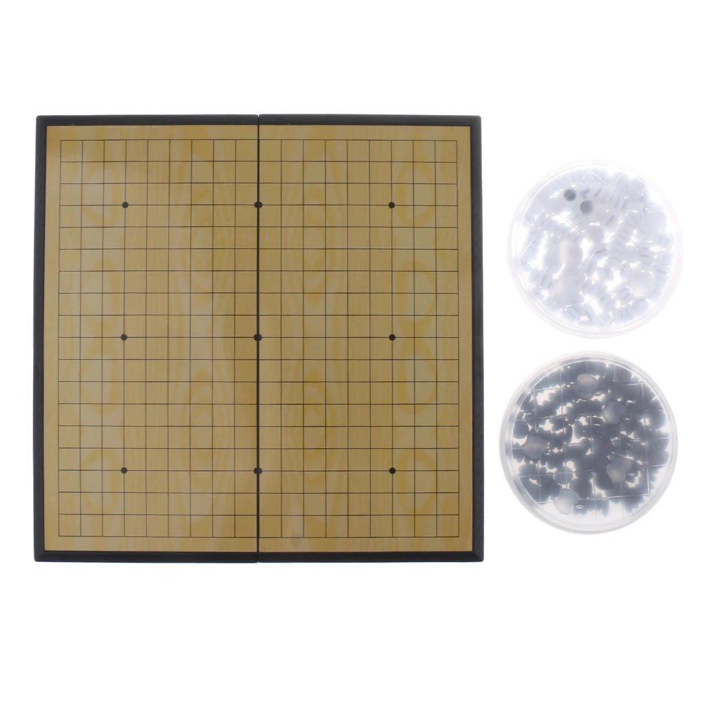 Foldable Game of Go Board Game WeiQi Chessboard Full Set 28.5x28.5cm Resin