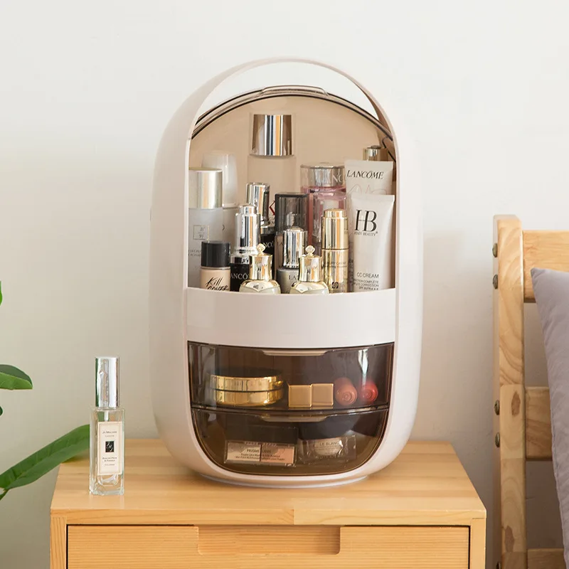  Transparent Acrylic Clamshell 3 Dressing Table Rounded Drawer Storage Box Holder For Jewelry Lipsti