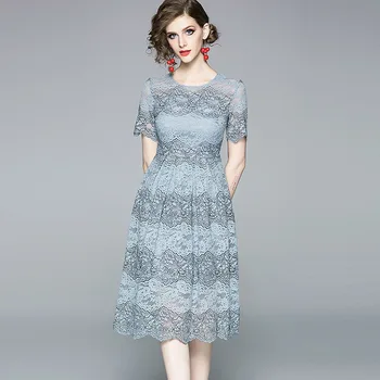 

BGW 3922ht Scoop Neck A Line Lace Cocktail Dresses Short Sleeves Three Colors Cut Out Robes De Cocktails Taille Courte 2020