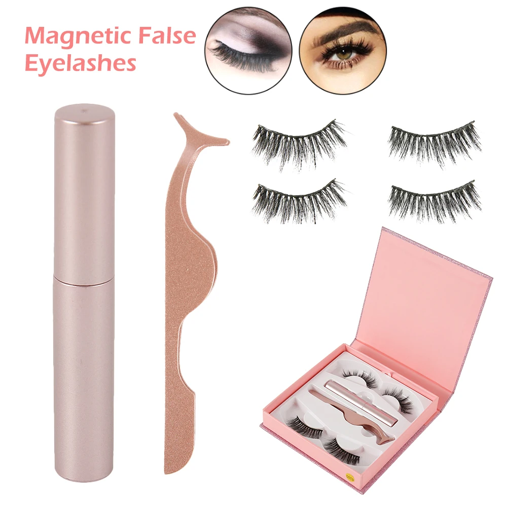 Faux Cils magnestique Naturel Магнитная жидкая подводка для глаз и магнитные накладные ресницы и Пинцет Набор магнитной подводки для глаз Накладные ресницы