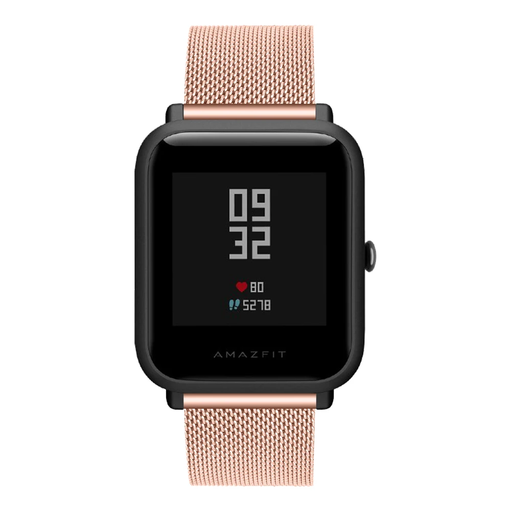 Snap Button Milanese Metal Watchband For Xiaomi Huami Amazfit Bip Stainless Steel Slide Fastener Watch Band Wristband Strap