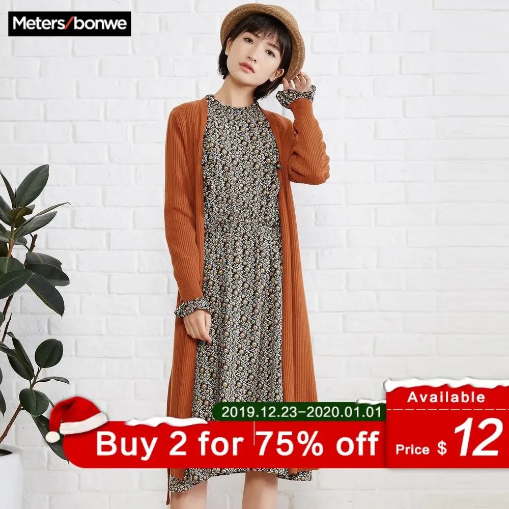  Metersbonwe Long Soft Knitted Cardigan Women sweater Autumn Office Lady Clothing Fashion Cardigan f