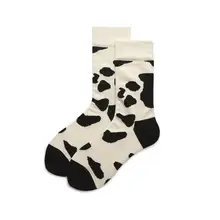 Женские и мужские однотонные хлопковые спортивные носки с принтом коровы, носки до щиколотки, Зимние Носки с рисунком цвета слоновой кости для девочек, 5 пар/лот, AL184SC