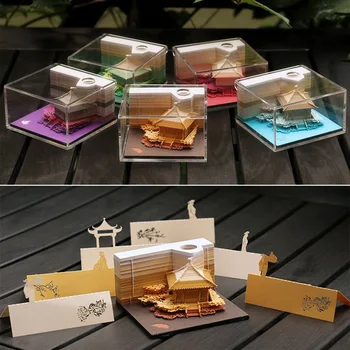 

DIY Note Sheets Memo Pads Art Great Wall 3D Stick Notes Decoration Papers Card Craft Creative Post Notes Notepad 4 Colors
