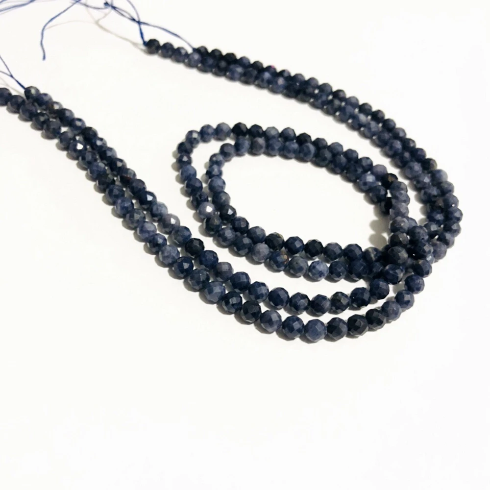 PANGEM-Natural Blue Sapphire Gem Beads Micro Faceted Beads 2mm 3mm 4mm Faceted Gem Spacer Beads,Small Tiny Bead,1string of 15.5
