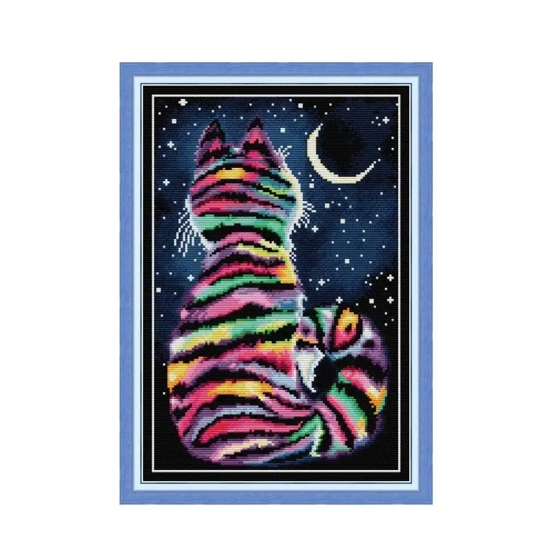 Набор для вышивки крестиком кошка в полоску набор aida 14ct 11ct печать на холсте