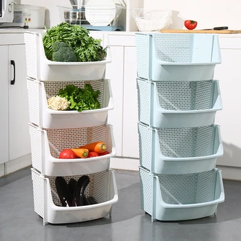 

Kitchen Vegetable Basket Simple Practical Vegetable Storage Basket for Home (Two Layers Pattern, Light Grey)