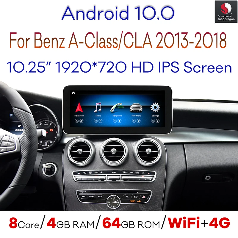Автомобильный мультимедийный плеер Snapdragon 10 25 дюйма Android 0 GPS радио для Mercedes Benz A W176