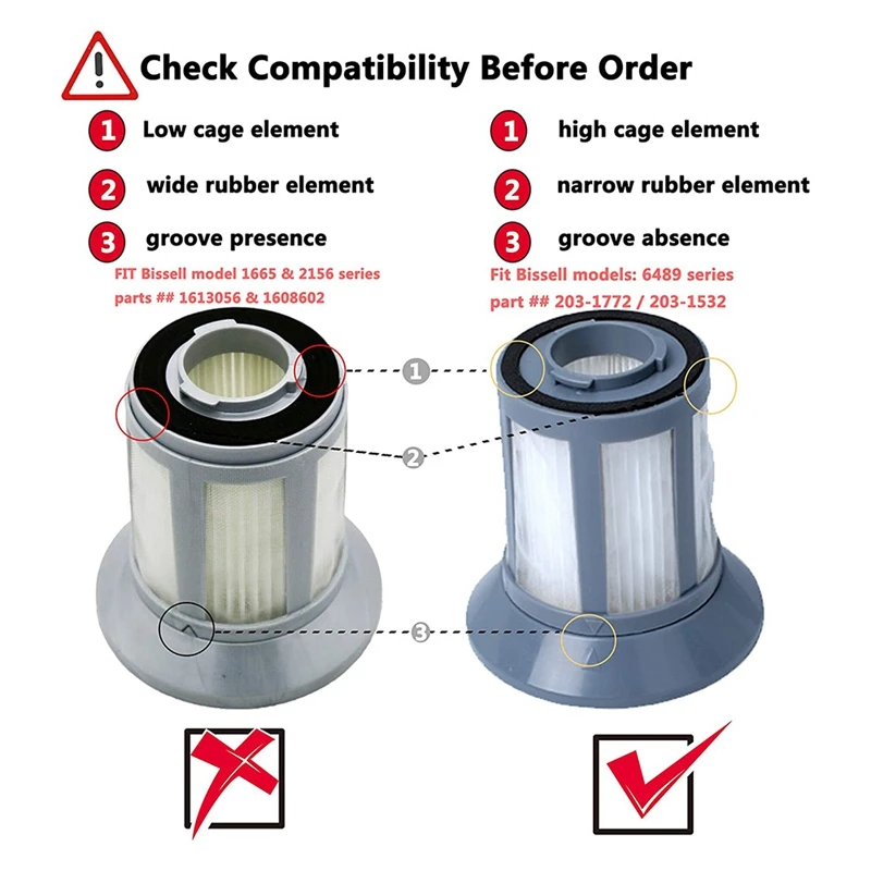 Replacement Filter For Bissell 6489 64892 64894 Zing Vacuums Cleaner