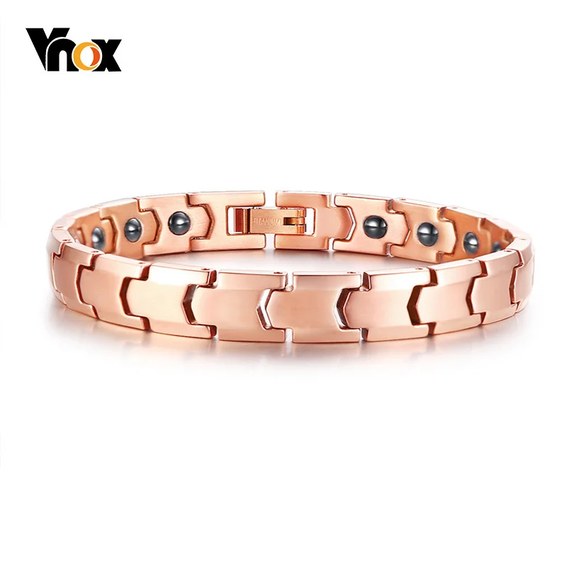 

Vnox Elegant Pink Gold Tone Magnetic Therapy Bracelets for Women Man Pain Relief for Arthritis and Carpal Tunnel Love Gifts