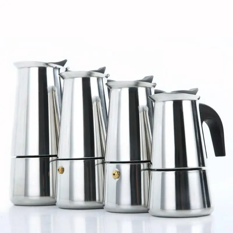 Большой живот Кофе разработчиков в итальянском стиле топ Moka эспрессо Cafeteira Кофеварка нержавеющая Кофе горшок 100/200/300/450 мл