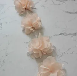 Elegant 24Pc 3D Chiffon Lace Floral Applique Trim for Bridal and Fashion Accessories (Light shrimp pink)