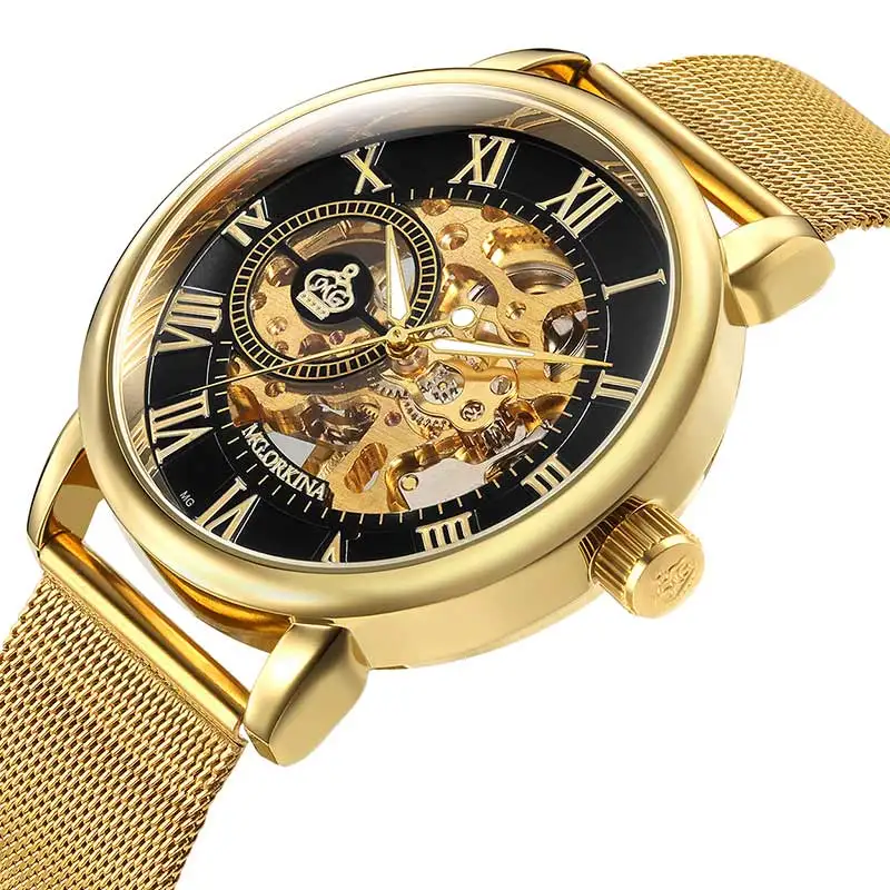 Orkina часы прозрачные мужские механические часы с полым скелетом ручной работы мужские роскошные Брендовые спортивные наручные часы Relogio Masculino
