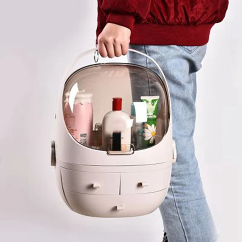  Clamshell 3 Drawer Dressing Table Rounded Makeup Holder Storage Box For Lipstick Jewelry Cosmetic O