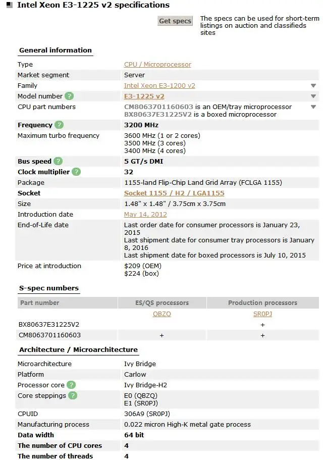 Intel Xeon E3-1225 V2 3,2 GHz E3 1225 V2 четырехъядерный E3-1225-V2 четырехъядерный процессор 8M 77W LGA 1155 протестированный рабочий