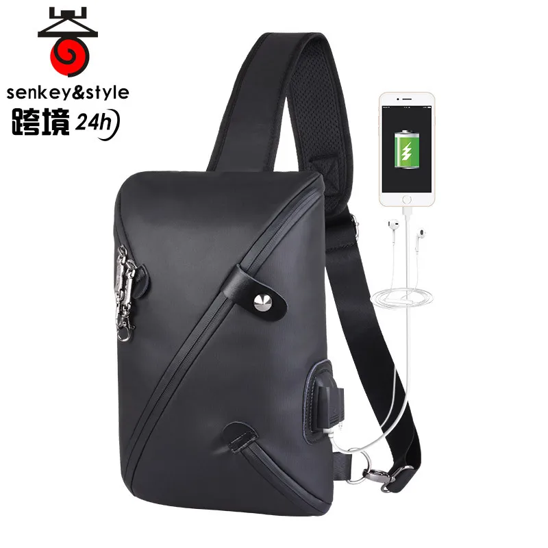 

2018 Business Commuting Men Chest Pack USB Charging Backpack Crossbody Bag Men's Fashion