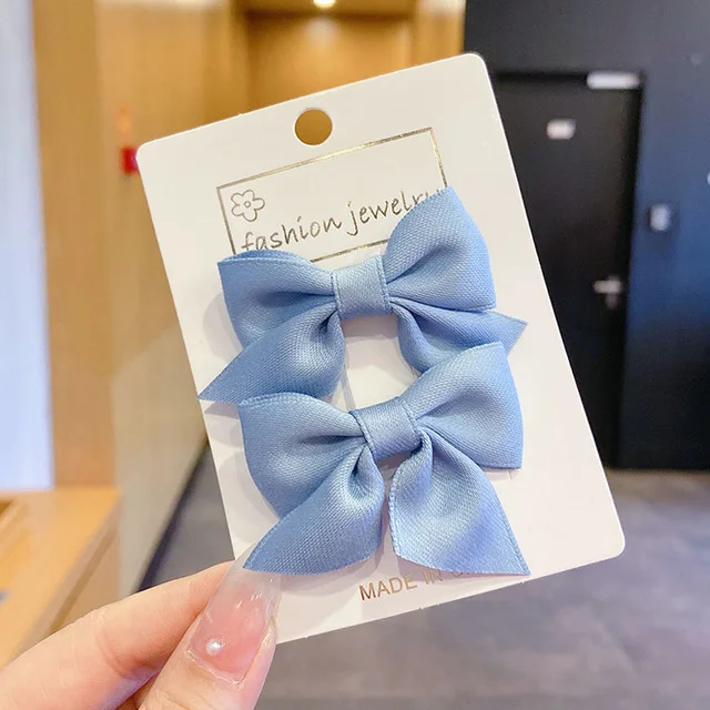 2022 New Bow Headgear Cute Sweet Little Girl Hair Accessories Summer Girls Net Red Clips Baby Hairpins Children Hair Clips Gifts Blue