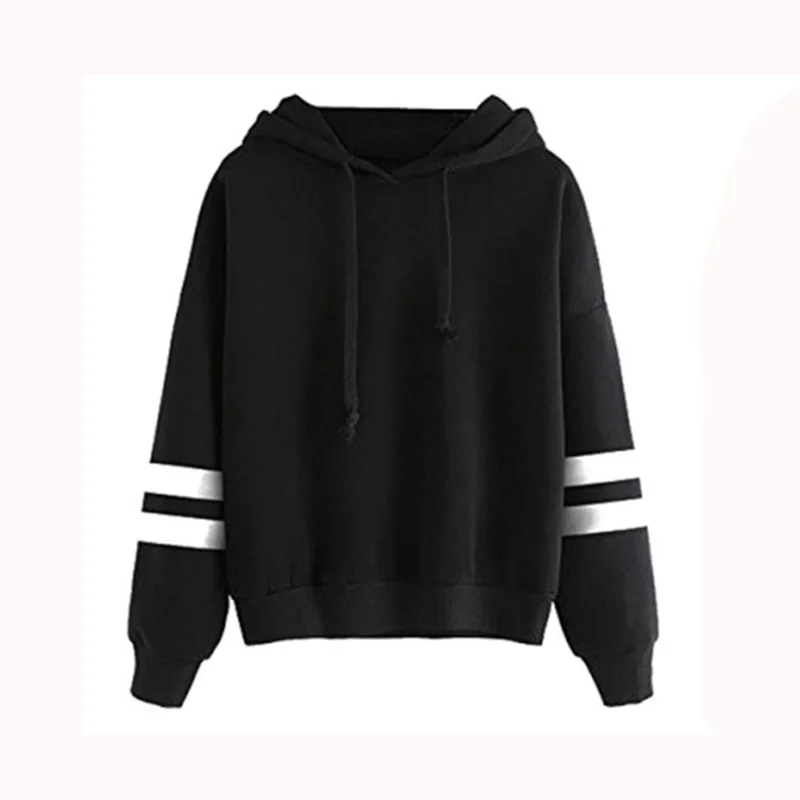 Sweatshirts Autumn Winter O-Neck Sweatshirt Cotton Casual Hoodies Long Sleeve Ladies Pocket Patchwork Hooded Female Outwear