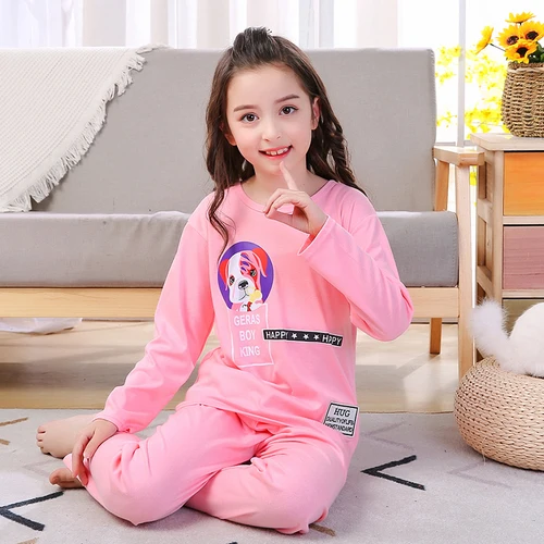CT Q 386pink fengou Коллекция года, Осенний Детский костюм с длинными рукавами для мальчиков в 20 стилях хлопковые детские пижамные комплекты весенняя одежда для сна для девочек пижамный комплект с героями мультфильмов - Цвет: CT Q 386pink fengou