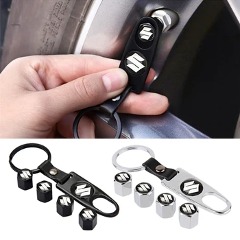 

Car Tire Cap With Leather Keychain Car Styling For SUZUKI Swift SX4 cross Jimny Samurai Vitara xl Alto Liana ignis Grand vitara